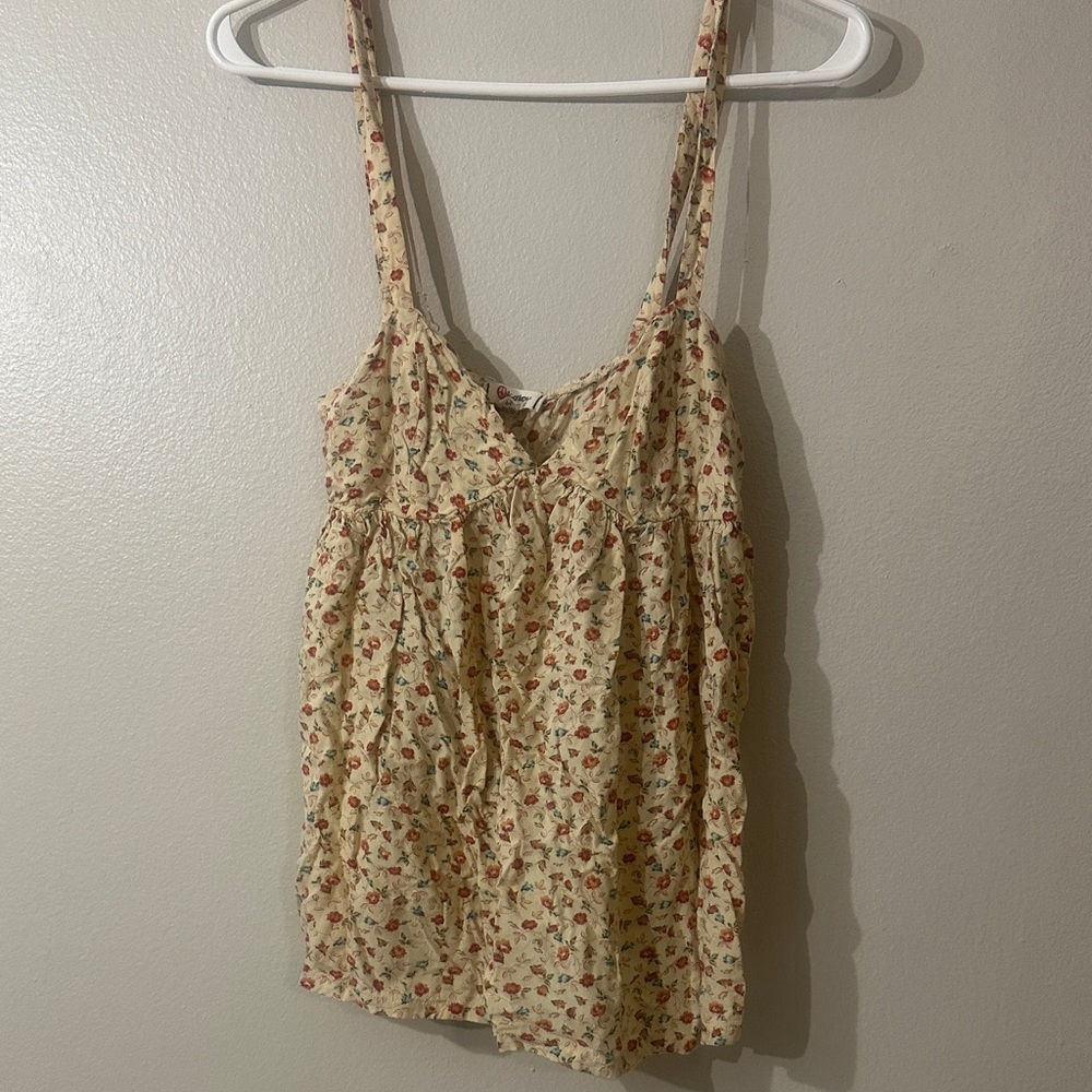 2009 Olsenboye Floral Cami Tank Top in Cream Sz S